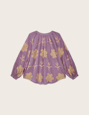 East Hendrix Batik Floral Top, Purple (LILAC), large