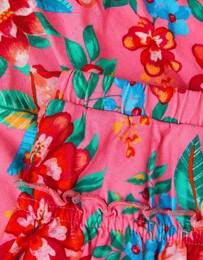 Tropical Floral Jersey Top & Skort Set, Pink (PINK), large
