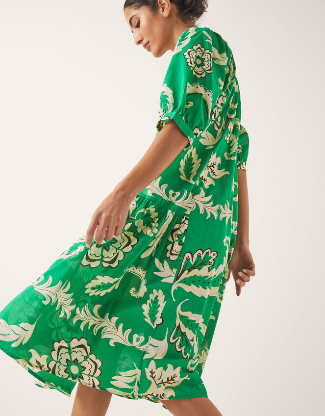 Kristen Floral Print Smock Dress, Green (GREEN), large