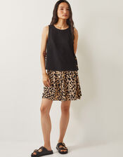 Lucy Linen Blend Button Tank Top, Black (BLACK), large