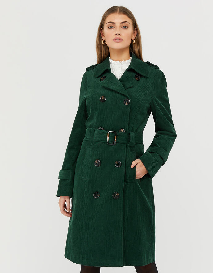 Cora Cord Trench Coat Teal Women's Coats Monsoon UK.