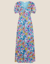 Shirrin Floral Tea Dress, Blue (COBALT), large