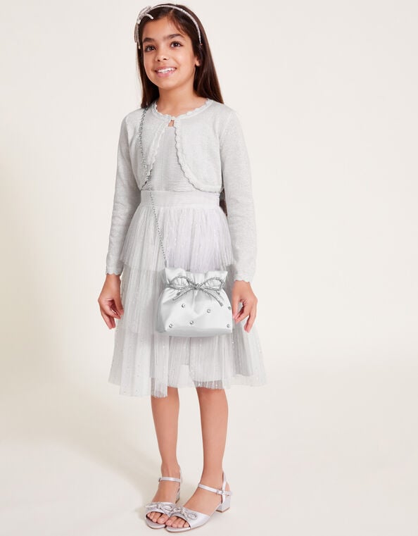 Maeve Sparkle Scallop Cardigan, Silver (SILVER), large