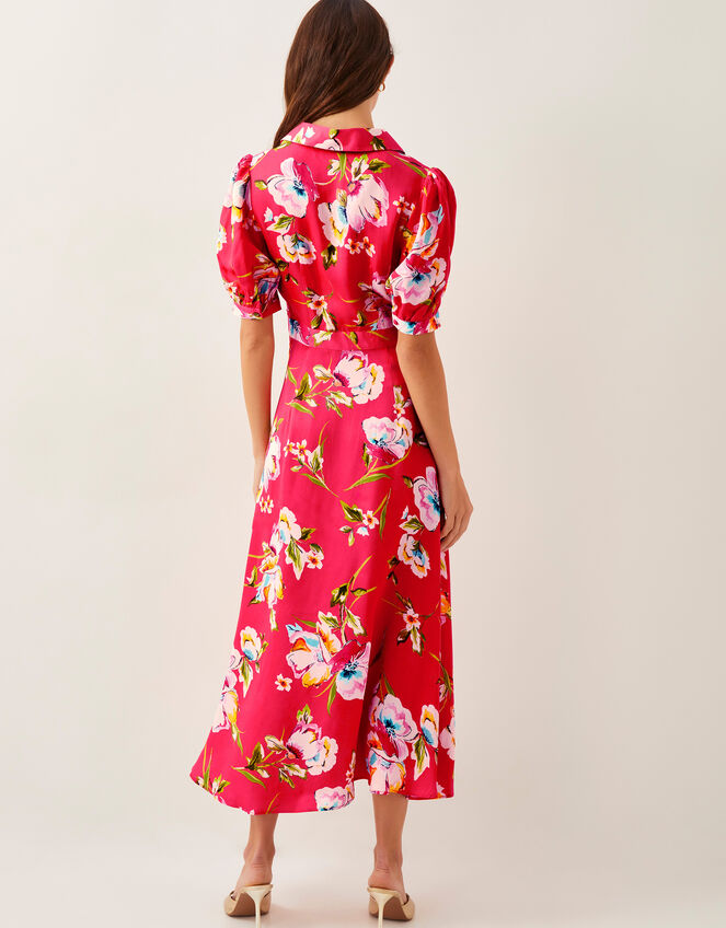 Meredith Floral Midi Shirt Dress, Red (RED), large