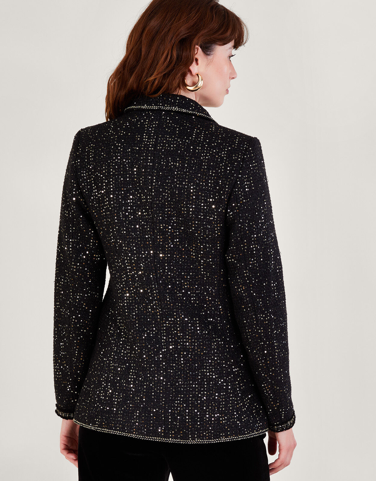 Tweed jacket black cheap and white