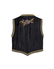 East Talia Velvet Embroidered Gilet, Black (BLACK), large