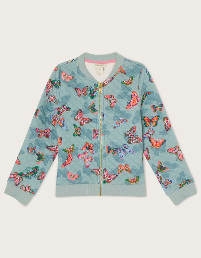 Turquoise Butterfly Print Men's Bomber Jacket main image 1