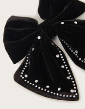 Diamante Velvet Bow Hair Clip, , large