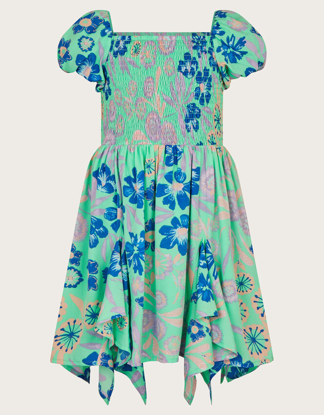 Retro Floral Dress, Green (GREEN), large