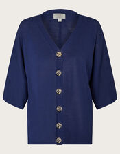 Bea Short Sleeve Cardigan, Blue (NAVY), large