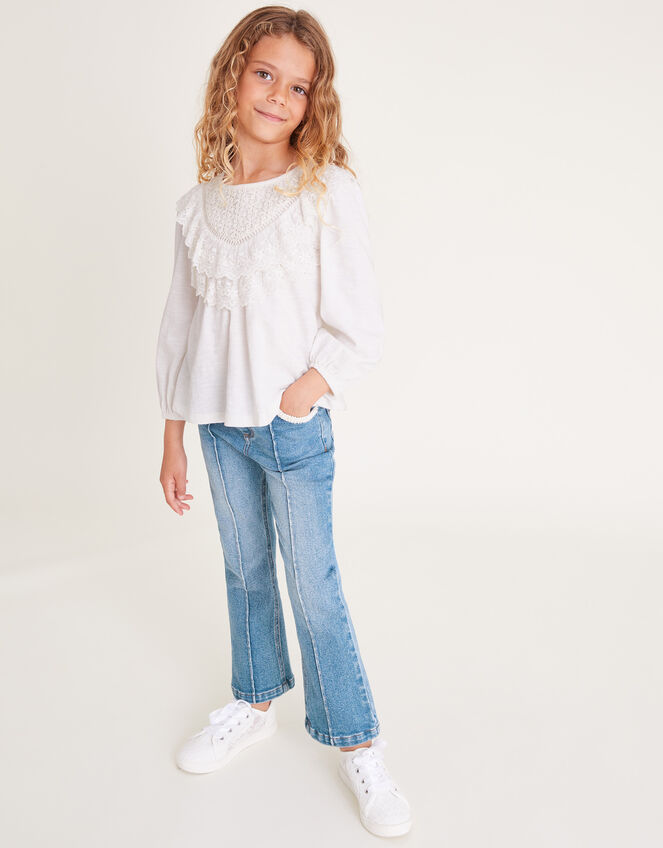 Long Sleeve Jersey Blouse, White (WHITE), large