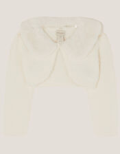 Baby Detachable Collar Fuzzy Cardigan, Ivory (IVORY), large