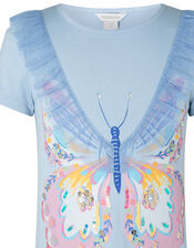 Edith Embellished Butterfly T-shirt, Blue (BLUE), large