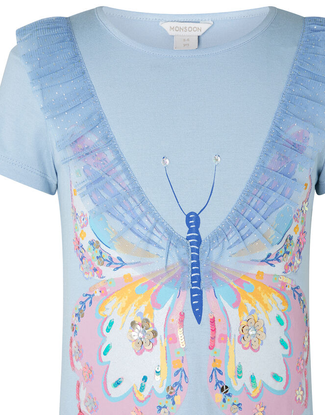 Edith Embellished Butterfly T-shirt, Blue (BLUE), large
