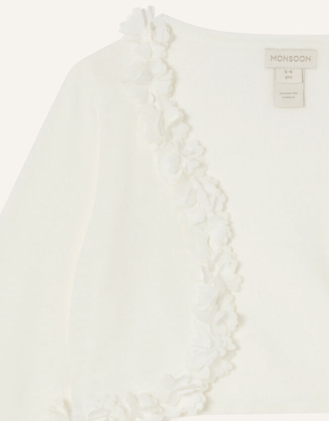 Baby 3D Floral Trim Cardigan, Ivory (IVORY), large