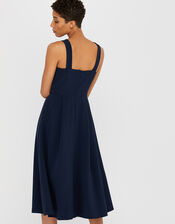 Alexa Bow Fit and Flare Dress, Blue (NAVY), large