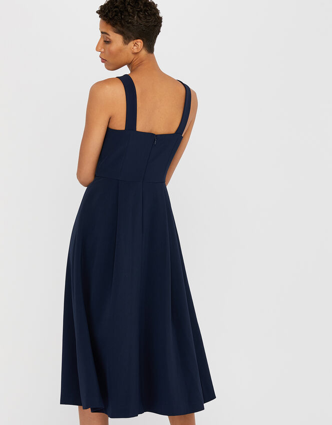 Alexa Bow Fit and Flare Dress, Blue (NAVY), large