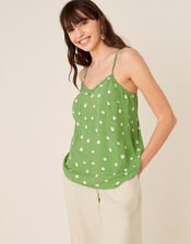 Spot Print Cami in Sustainable Viscose, Green (GREEN), large
