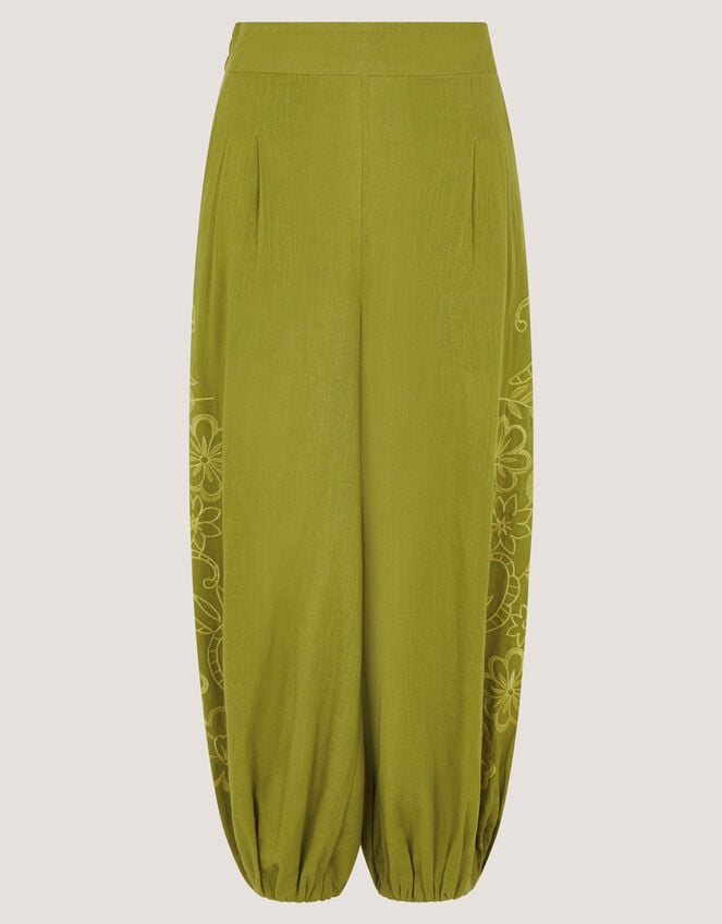Effie Embroidered Harem Trousers, Green (GREEN), large