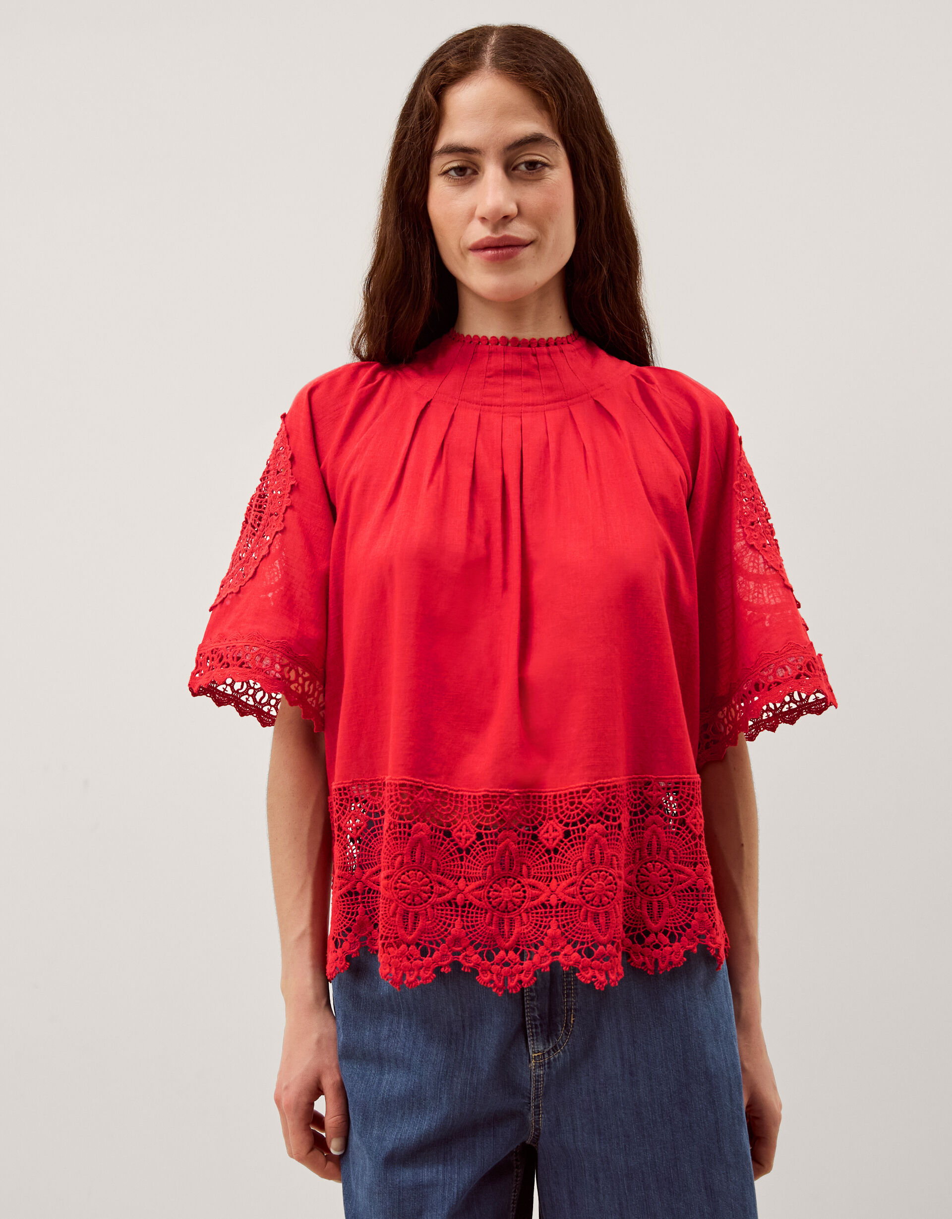Emory Floral Lace Top Red | Tops & T-shirts | Monsoon UK.