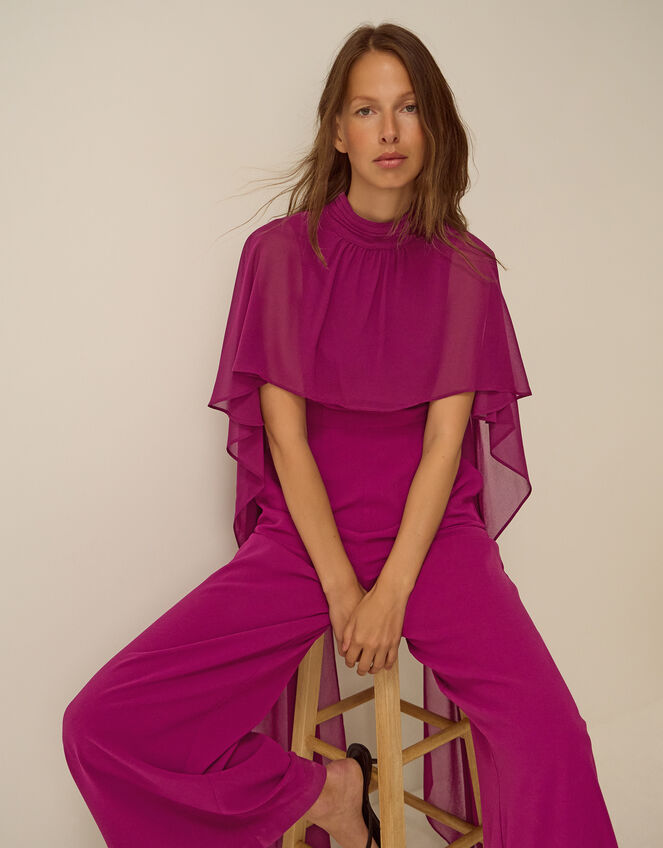 Valerie Cape Wide Leg Jumpsuit Purple
