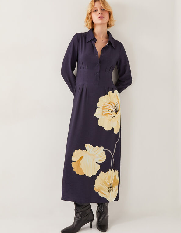 Fearne Floral Midi Shirt Dress, Blue (NAVY), large