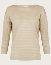 Sari Stitch Detail Jumper with Recycled Polyester, Gold (GOLD), large