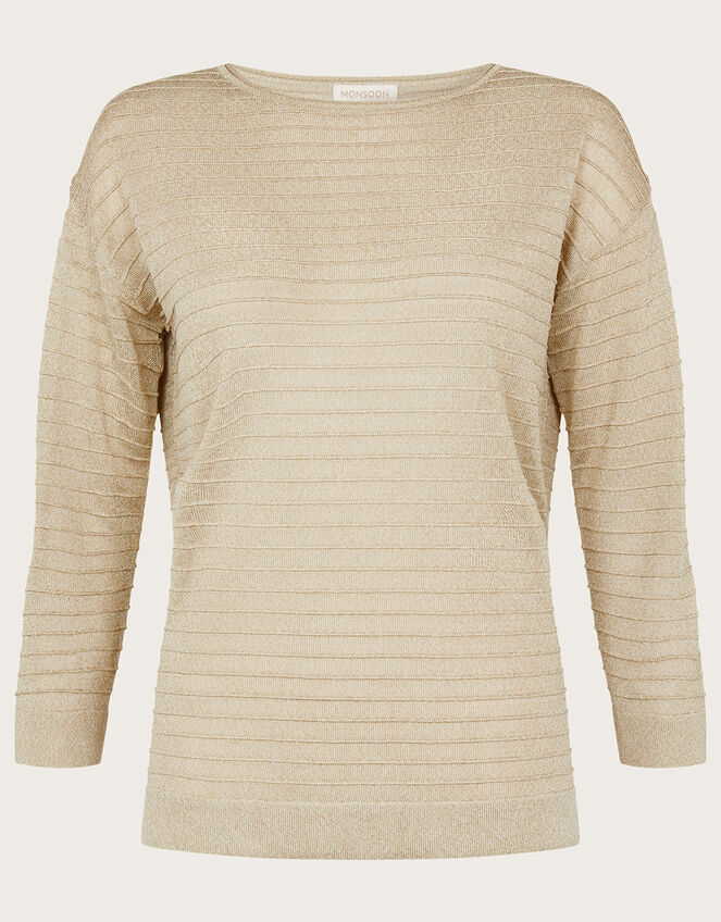 Sari Stitch Detail Jumper with Recycled Polyester, Gold (GOLD), large