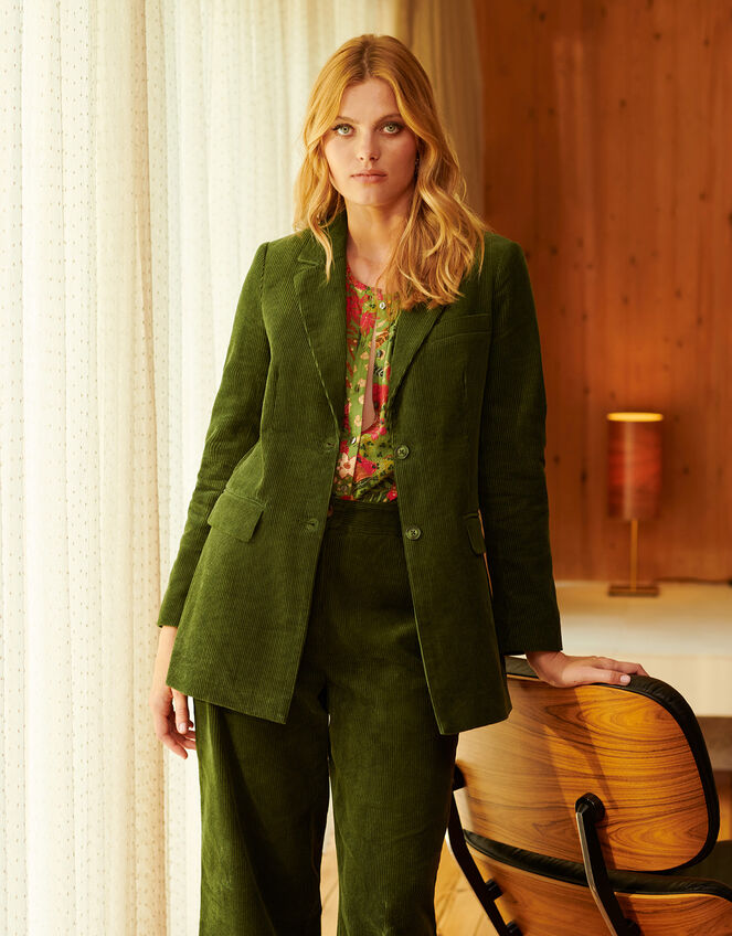Cord Blazer Suit Jacket Green Women's Jackets Monsoon UK.