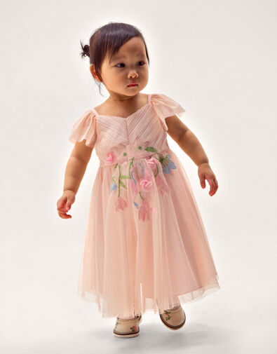 Baby Estella Floral Embroidered Party Dress, Pink (PINK), large