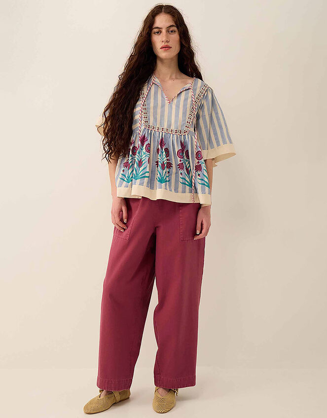 East Rylea Printed Cotton Top, Blue (BLUE), large