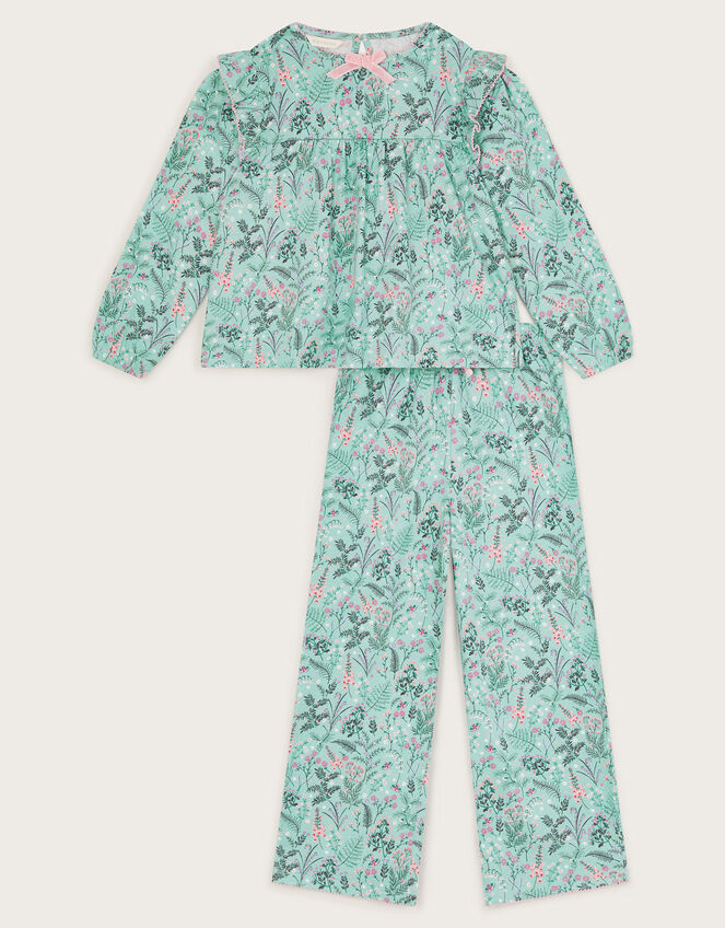 2-Pack Floral Jersey Long Pyjamas, Green (GREEN), large