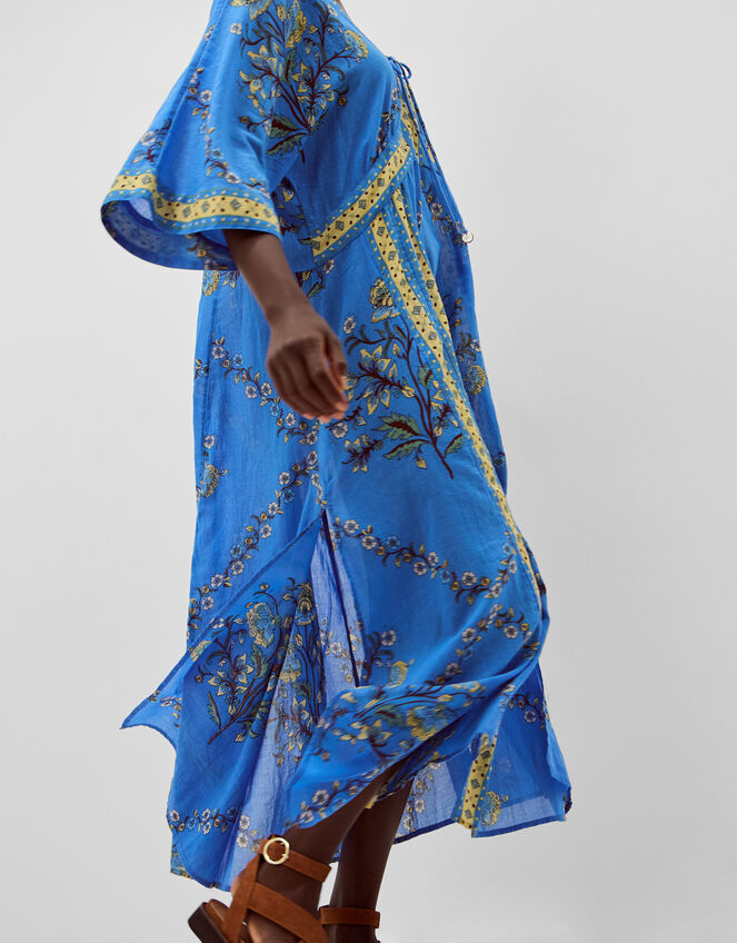 Amiee Floral Midi Kaftan Dress, Blue (BLUE), large