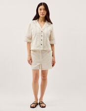 Irina Lace Trim Shirt, White (WHITE), large