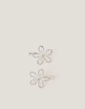2-Pack Diamant&eacute; Flower Hair Clips, , large