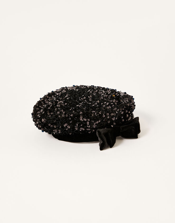 Sequin Beret, Black (BLACK), large