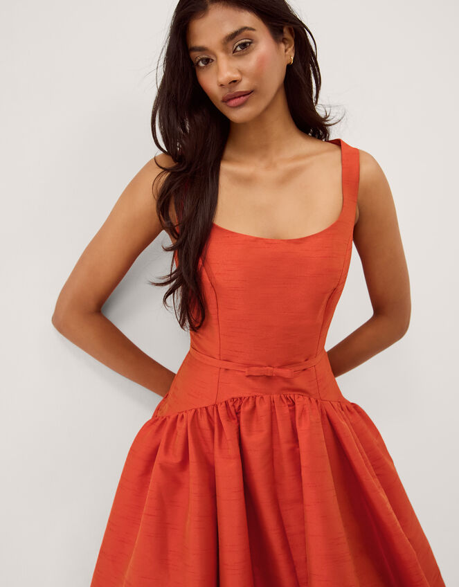 Mila Fit and Flare Midi Dress, Orange (ORANGE), large