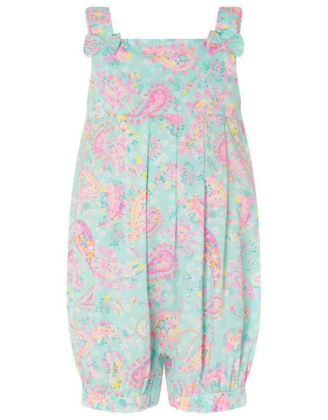 Baby Paisley Romper in Organic Cotton, Blue (TURQUOISE), large
