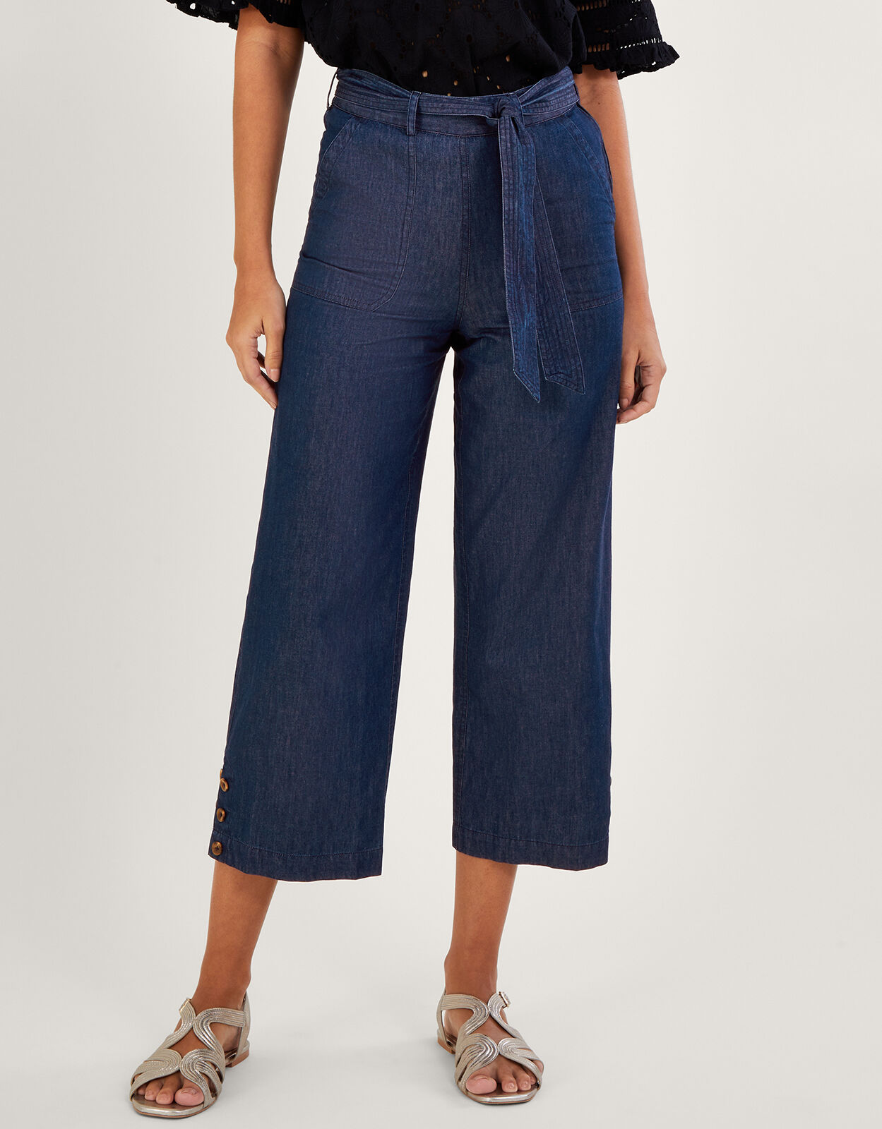 Denim Crop Trousers Blue