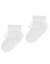 Melissa Heart Lace Socks, White (WHITE), large