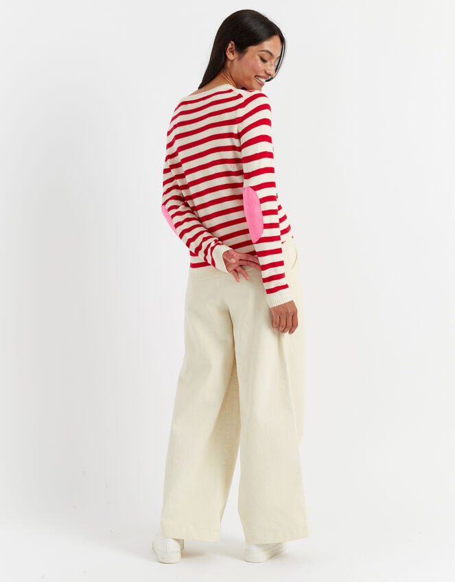 Chinti & Parker Wool Elbow Patch Jumper, Red (RED), large