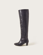 Over the Knee Leather Boots, Black (BLACK), large