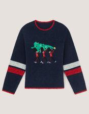 London Guard Knit Christmas Jumper, Blue (NAVY), large