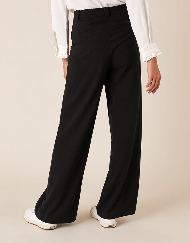 Military Wide-Leg Trousers, Black (BLACK), large