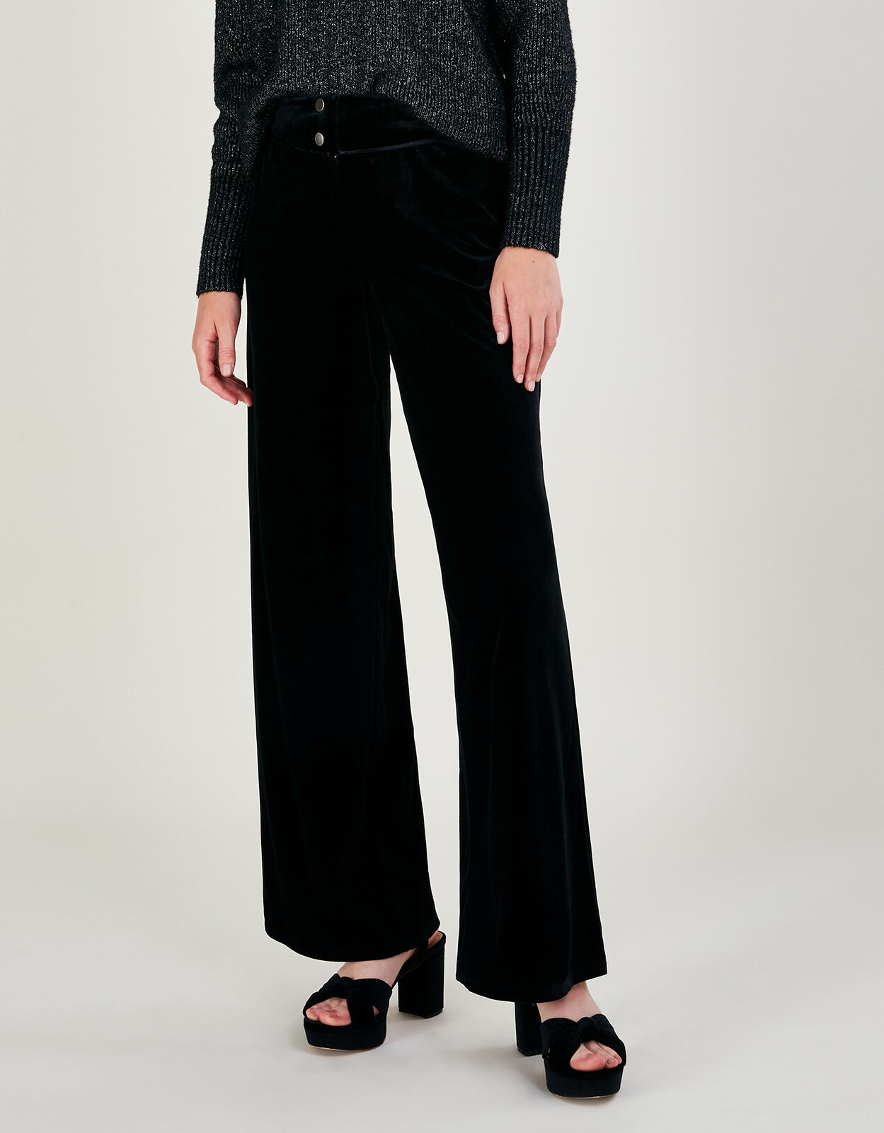 Black velvet ladies sale trousers