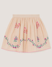 Butterfly & Floral Embroidered Skirt, Ivory (IVORY), large