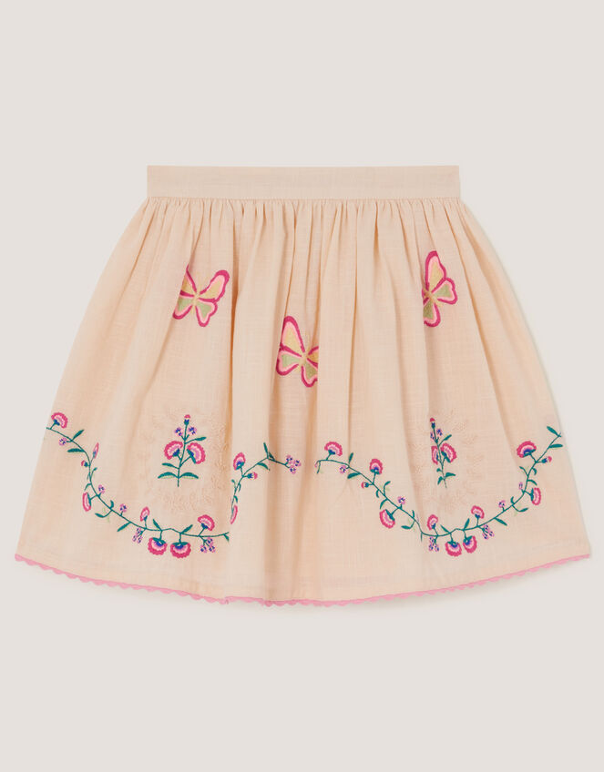 Butterfly & Floral Embroidered Skirt, Ivory (IVORY), large