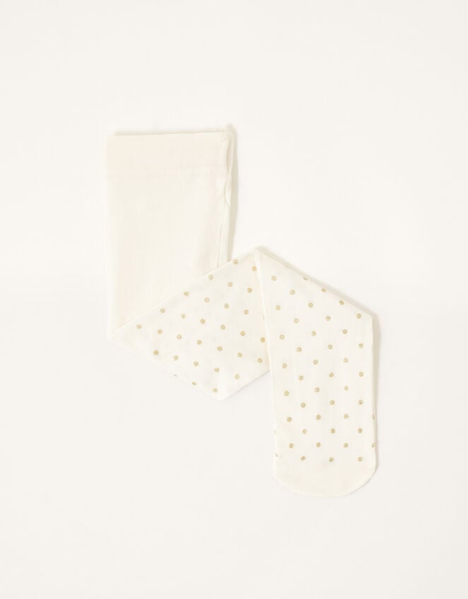 Baby 40 Denier Glitter Spot Tights, Gold (GOLD), large