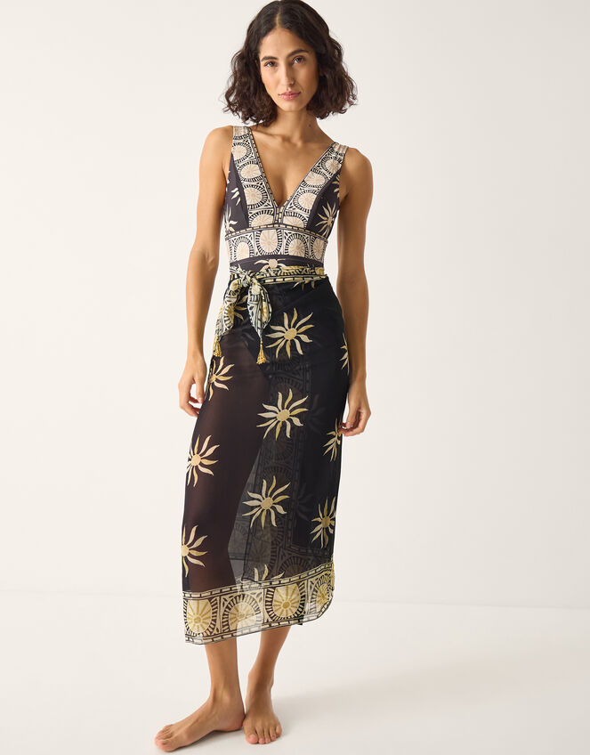 Tanya Plunge Sun Print Swimsuit Black