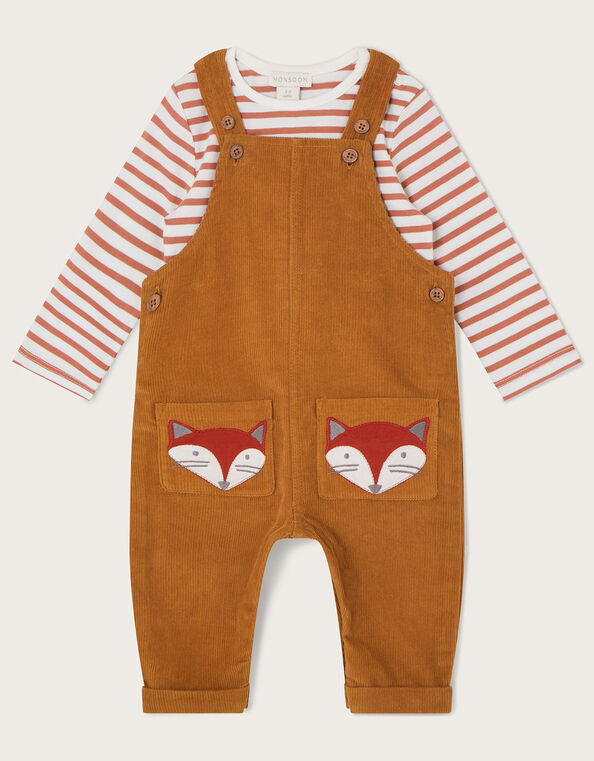 Newborn Fox Dungarees, Camel (CAMEL), large